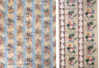 Lot 627 - Fabric. A roll of unused French chintz, 19th century, & another length of chintz