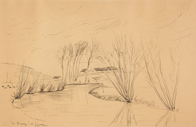 Lot 175 - Dunoyer de Segonzac (André, 1884-1974). Bords de Rivière avec Ferme