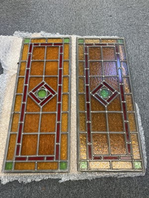 Lot 409 - Stained Glass. A pair of art deco leaded glass panel