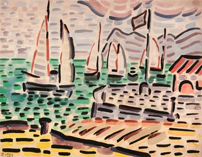 Lot 168 - French School. Sailing Boats by the Coast, 1924