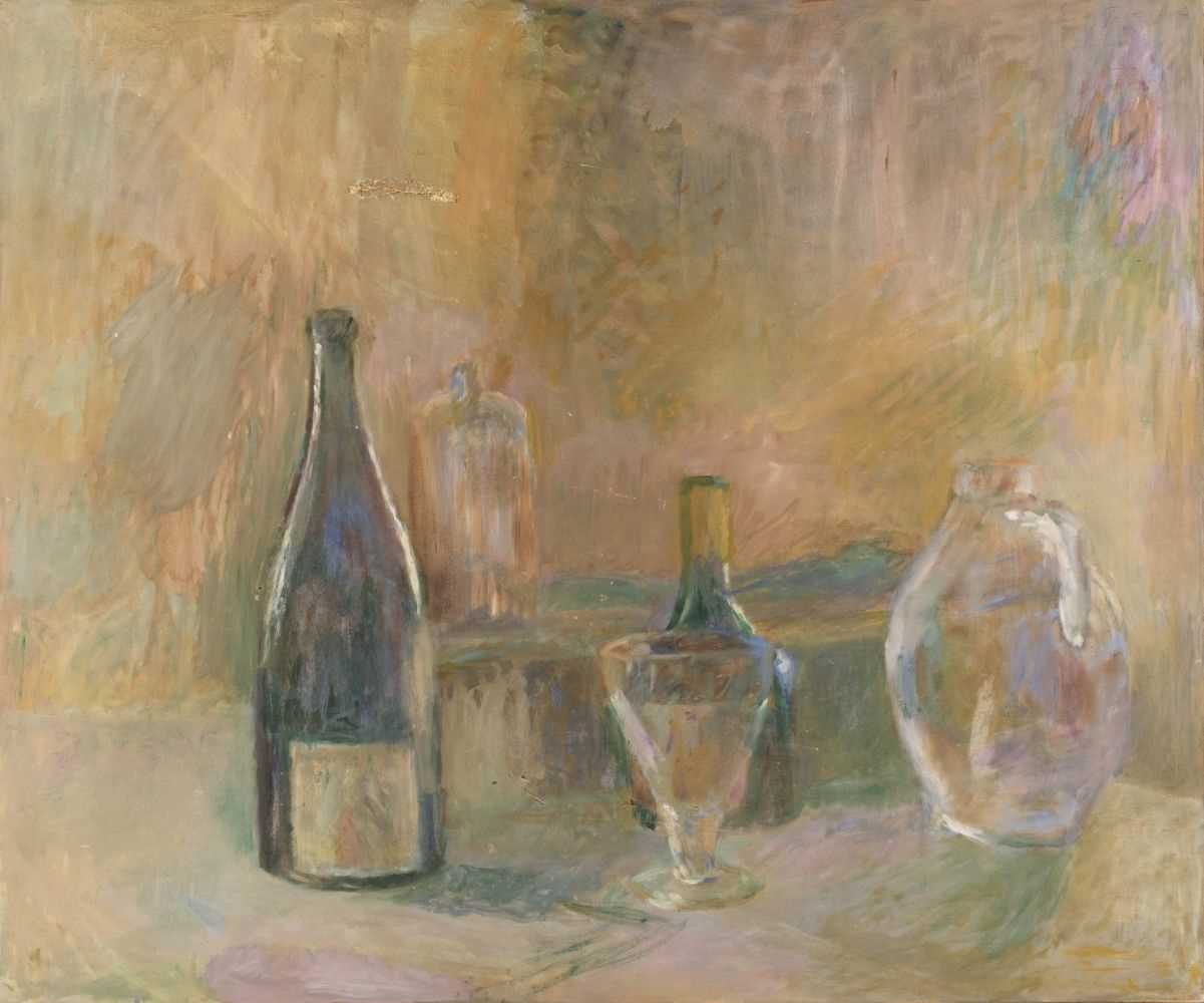 Lot 253 - Stokes (Adrian, 1902-1972). Still Life with Bottles and Glass, 1959