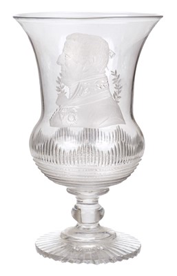 Lot 546 - Duke of Wellington. A George III period glass vase commemorating the Battle of Waterloo