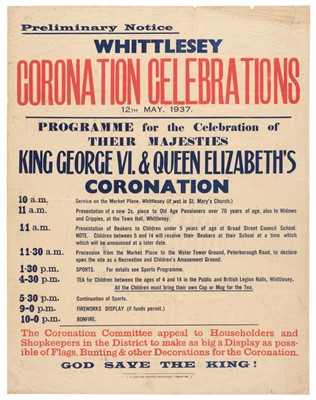 Lot 273 - 1937 George VI. A group of 10 letterpress billboard posters & broadsides relating to King George VI