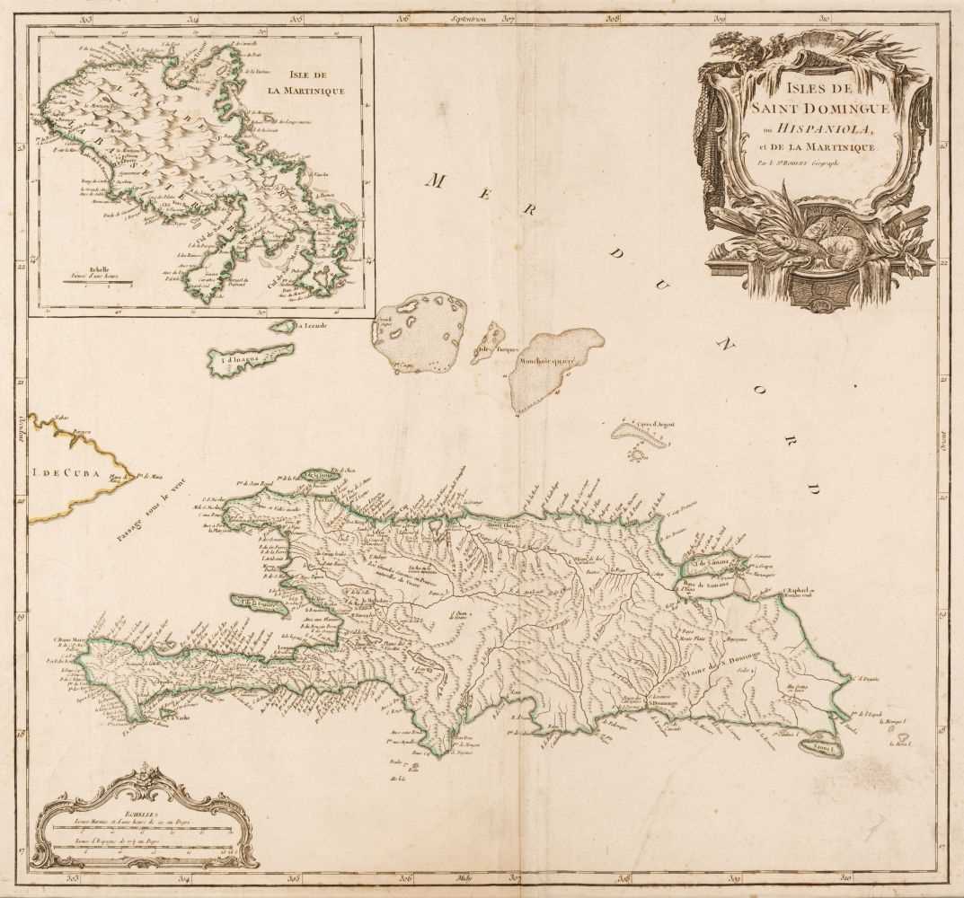 Lot 185 - West Indies. De Vaugondy (R.), Isles Saint Domingue ou Hispaniola et de la Martinique,  circa 1750