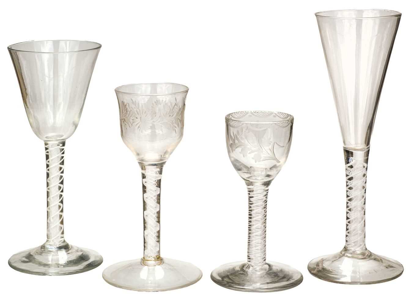 Lot 404 - Glass. 18th-century cotton air twist stem drinking glasses