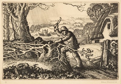 Lot 242 - Tanner (Robin, 1904-1988). Wiltshire Hedger, 1928, etching, the rare first state