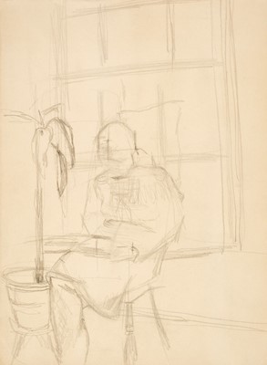 Lot 189 - Coldstream (William, 1908-1987). Woman seated on a chair by a window with a pot plant