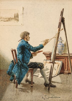 Lot 120 - Canella (Antonio, 1849-1922). Portrait of an Artist at his Easel