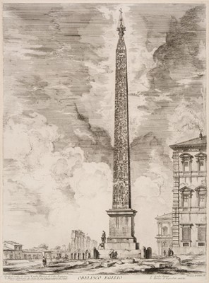 Lot 46 - Piranesi (Giovanni Battista, 1720-1778). Obelisco Egizio (from Vedute di Roma), etching