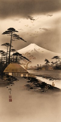 Lot 151 - Japanese School. View of Mount Fuji in the distance, circa 1910-20, & 2 others similar