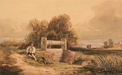 Lot 103 - Cox (David, 1783-1859, Follower of). Landscape with boy