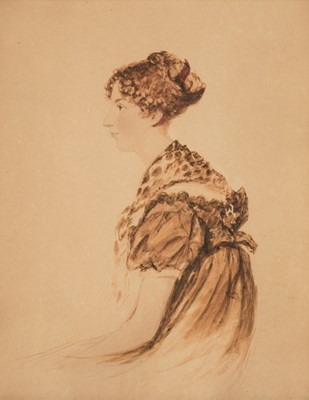 Lot 160 - English School. Portrait of Maria Boyes, circa 1818, sepia watercolour in profile