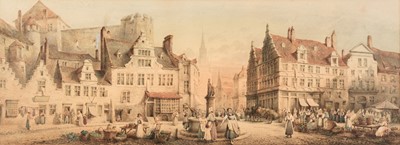 Lot 171 - Rousse (Charles). The Market Place - Ghent, 1879