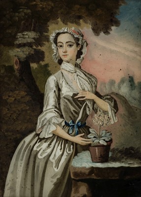 Lot 153 - Glass Paintings. Portrait of a Girl with an Auricula, circa 1790