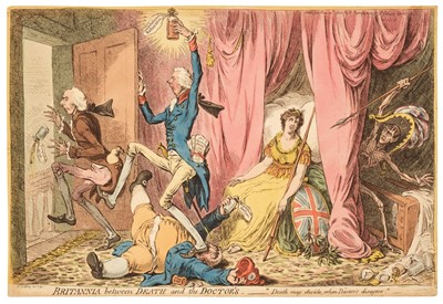 Lot 200 - Gillray (James). Britannia between Death and the Doctors, H. Humphrey, May 20th 1804