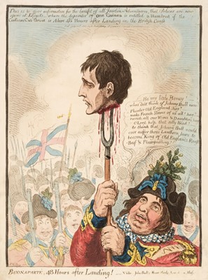 Lot 201 - Gillray (James). Buonaparte, 48 Hours after Landing! H. Humphrey, July 26th 1803