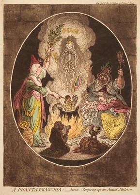 Lot 195 - Gillray (James). A Phantasmagoria - Scene - Conjuring up an Armed Skeleton, 1803