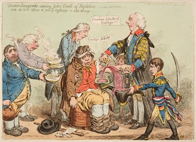 Lot 190 - Gillray (James).  Doctor Sangrado curing John Bull of repletion..., H. Humphrey, 1803