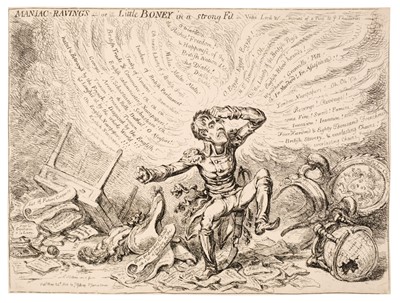 Lot 215 - Gillray (James). Maniac Ravings - or - Little Boney in a Strong Fit..., H. Humphrey, 1803