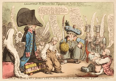 Lot 213 - Gillray (James). Lilliputian Substitutes, Equiping for Public Service, H. Humphrey, May 25th 1801