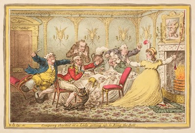 Lot 203 - Gillray (James). Company Shocked at a Lady getting up to Ring the Bell, H. Humphry, 1804