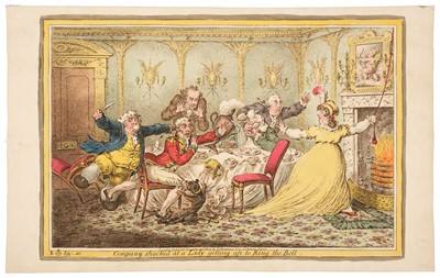 Lot 203 - Gillray (James). Company Shocked at a Lady getting up to Ring the Bell, H. Humphry, 1804