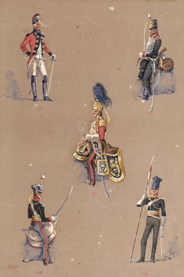 Lot 13 - Wymer (Reginald Augustus, 1849-1935). A study of the 16th Lancers uniform from 1768-1829