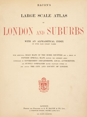 Lot 31 - Bacon (G. W. publisher). Bacon's Large Scale Atlas of London and Suburbs..., circa 1930s