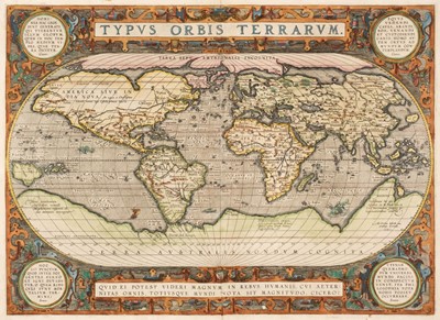 Lot 139 - World. Ortelius (Abraham), Typus Orbis Terrarum, 1587 but [1592 - 1612]