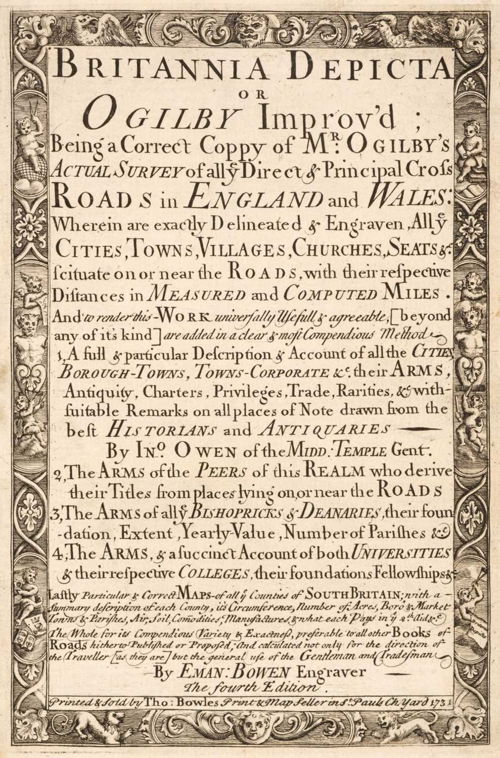 Lot 49 - Owen (John & Bowen Emanuel). Britannia Depicta or Ogilby Improv'd, Thos. Bowles, 1731