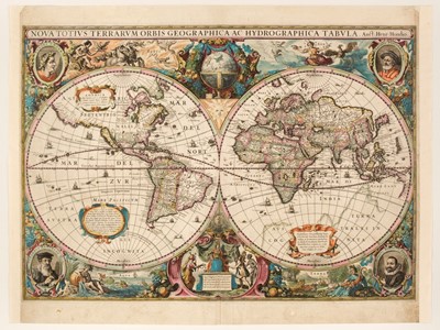 Lot 138 - World. Hondius (Henricus), Nova totius Terrarum Orbis Geographica..., circa 1630