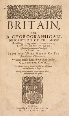 Lot 33 - Camden (William). Britain, or a Chorographicall Description..., William Aspley, 1637