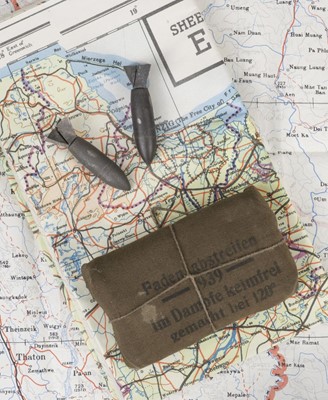 Lot 40 - Escape & Evasion. A WWII silk escape map and other items