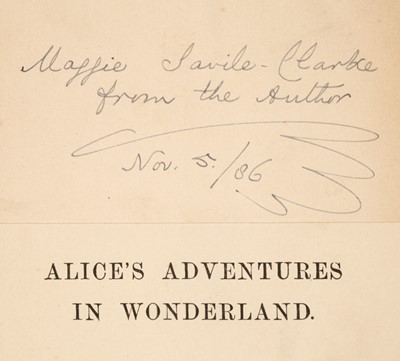 Lot 442 - Dodgson (Charles Lutwidge, 'Lewis Carroll'). Alice's Adventures in Wonderland, 1886