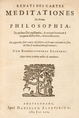 Lot 273 - Descartes (René). Meditationes de prima philosophia... , Amsterdam, 1670