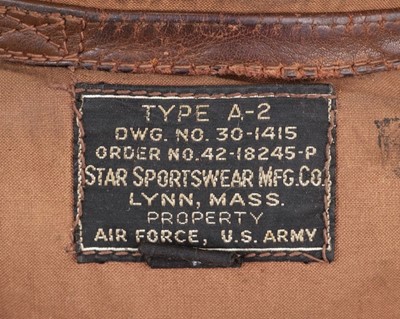 Lot 354 - Flying Jacket. A WWII American A2 flying jacket of the 584th Night Fighter Squadron