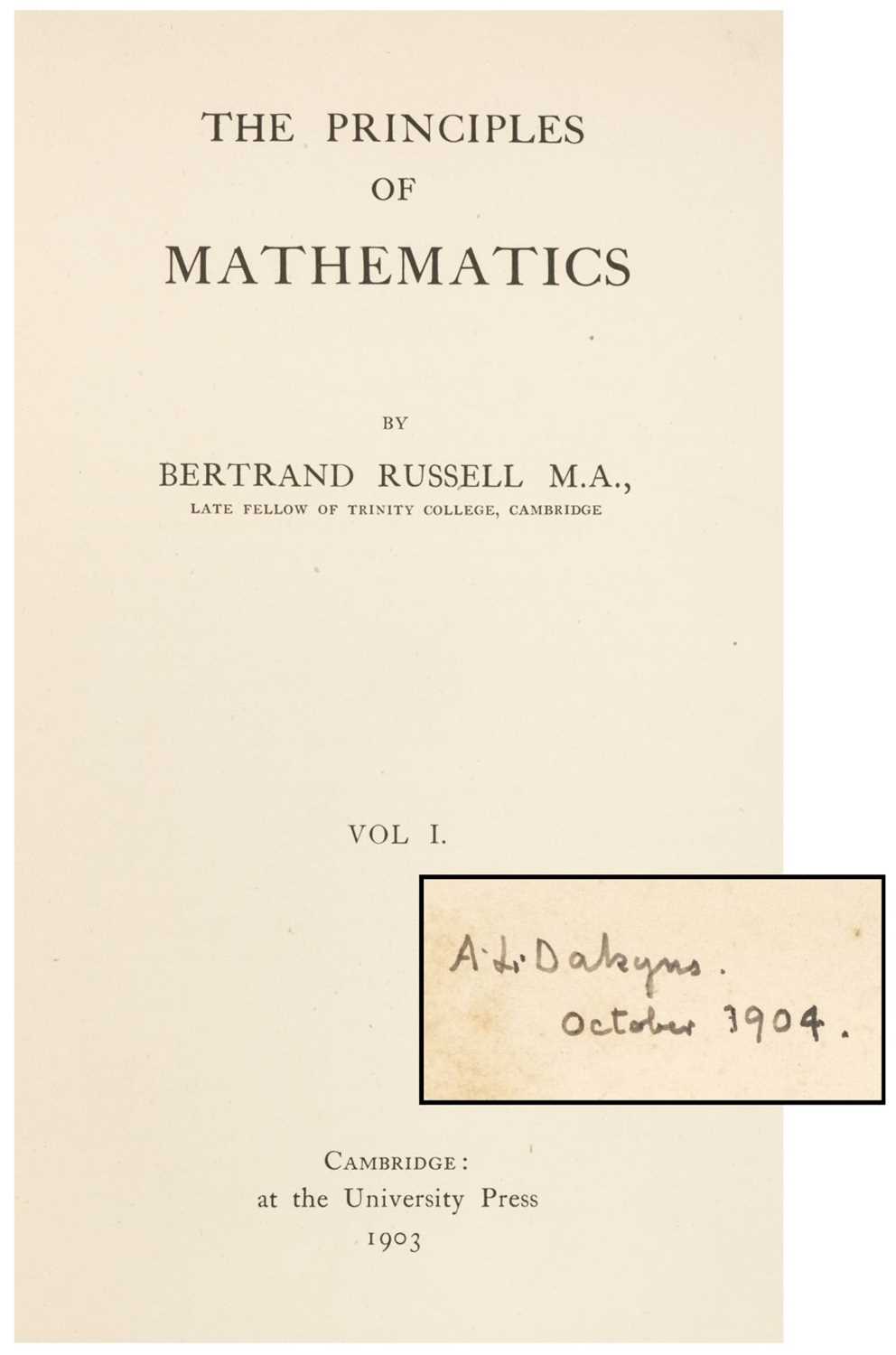 Lot 390 - Russell (Bertrand). The Principles of