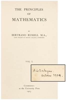 Lot 390 - Russell (Bertrand). The Principles of Mathematics, volume 1 [all published], 1st edition, 1903