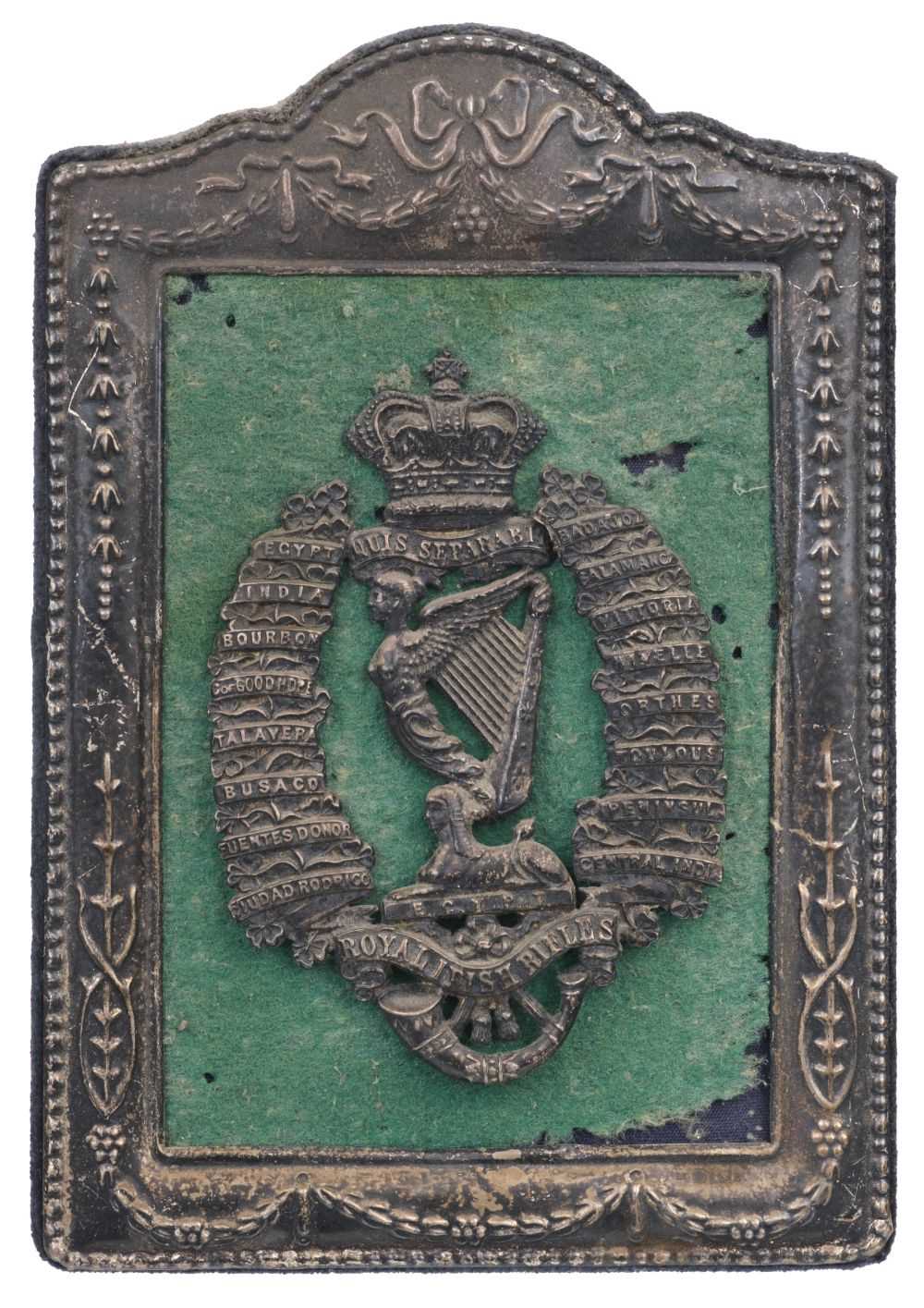 Irish Symbol Rifle Lot 54 - Royal Irish Rifles. A Victorian white metal