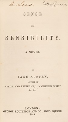 Lot 323 - Austen (Jane). Sense and Sensibility, 1849