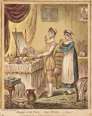 Lot 224 - Gillray (James). Progress of the Toilet - The Stays - Plate 1 & The Wig Plate 2, 1810