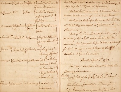 Lot 295 - Evelyn (Frederick). Manuscript Journal of the Seven Years War, 1761