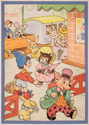 Lot 688 - Tyndall (Robert, 20th century). Noddy ran to collect Katie Kitten's Luggage