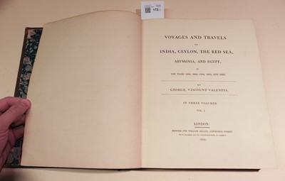 Lot 172 - Valentia (George Annesley). Voyages and Travels, 3 volumes, 1809