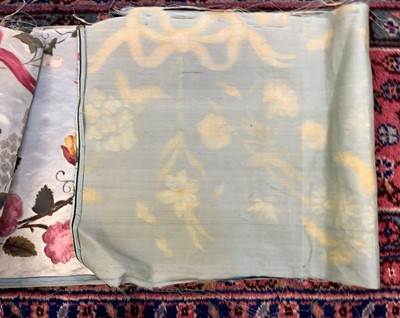 Lot 673 - Painted panels. A pair of floral silk panels, French, mid-late 19th century