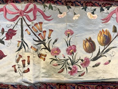 Lot 673 - Painted panels. A pair of floral silk panels, French, mid-late 19th century