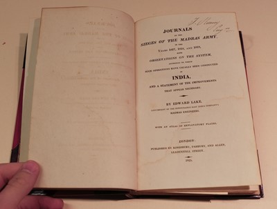 Lot 67 - Lake (Edward). Journals of the Sieges of the Madras Army, 1st edition, 1825