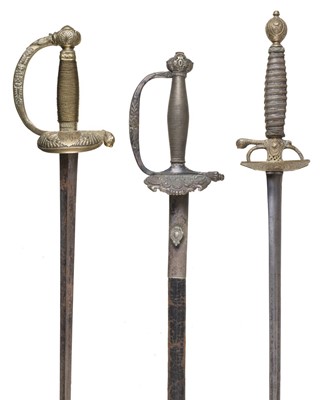 Lot 125 - Swords. 19th century Continental small sword and two other swords