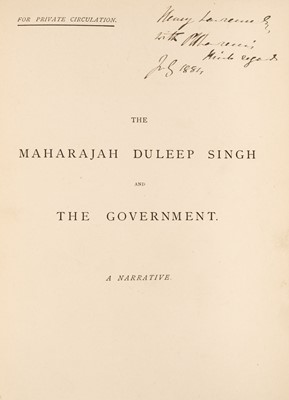Lot 31 - Duleep Singh. The Maharajah Duleep Singh and the Government, 1884