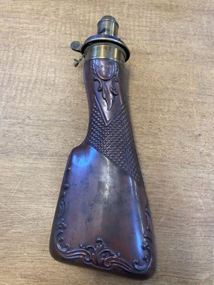 Lot 162 - Powder Flask. A Victorian copper powder flask by James Dixon & Sons